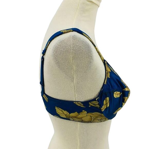 Vintage Victoria's Secret Bra Second Skin Blue Gold Satin Size 34C - Picture 5 of 9